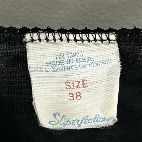 Vintage Sliperfection Slip Dress Size 38 Black Lace Trim Adjustable Straps Sexy - Picture 6 of 11